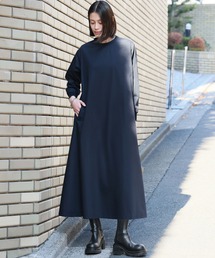 コットンAラインロング丈ワンピース