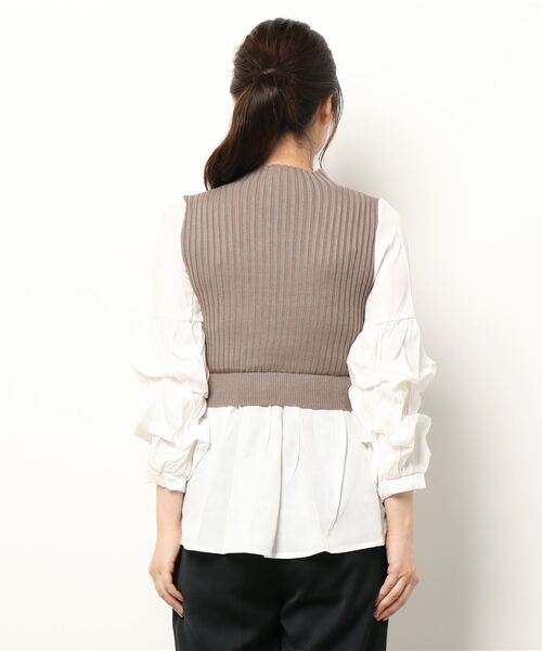 ANAP（アナップ）の「リブニットコンビトップス（Tシャツ/カットソー・レディース・ブラック/グレイッシュベージュ・FREE）」の13枚目の写真