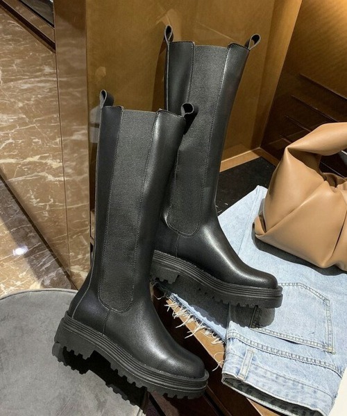 SUGAR BISKET（シュガービスケット）の「サイドゴアロングブーツ（ブーツ・レディース・ブラック・35/36/37/38/39/40）」の5枚目の写真