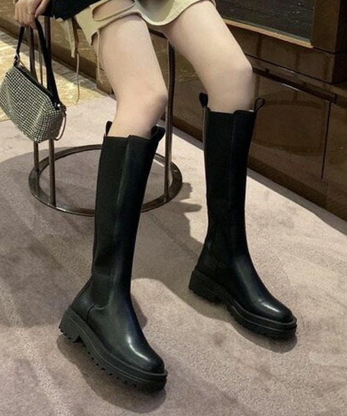 SUGAR BISKET（シュガービスケット）の「サイドゴアロングブーツ（ブーツ・レディース・ブラック・35/36/37/38/39/40）」の4枚目の写真