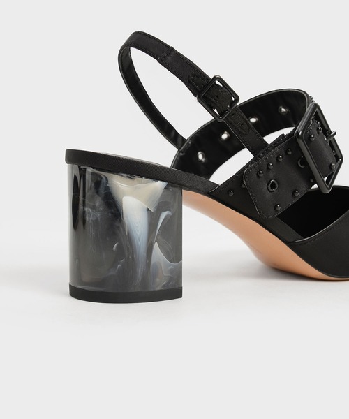 CHARLES & KEITH(チャールズ & キース)の「セフェ リサイクルナイロングロメットスリングバックパンプス / Sepphe Recycled Nylon Grommet Slingback Pumps(パンプス・レディース・ブラック/ピンク・22.5cm/23cm/23.5cm/24.5cm/25cm/25.5cm/22cm)」の4枚目の写真