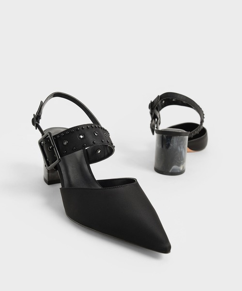 CHARLES & KEITH(チャールズ & キース)の「セフェ リサイクルナイロングロメットスリングバックパンプス / Sepphe Recycled Nylon Grommet Slingback Pumps(パンプス・レディース・ブラック/ピンク・22.5cm/23cm/23.5cm/24.5cm/25cm/25.5cm/22cm)」の5枚目の写真
