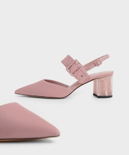 CHARLES & KEITH(チャールズ & キース)の「セフェ リサイクルナイロングロメットスリングバックパンプス / Sepphe Recycled Nylon Grommet Slingback Pumps(パンプス・レディース・ブラック/ピンク・22.5cm/23cm/23.5cm/24.5cm/25cm/25.5cm/22cm)」の8枚目の写真