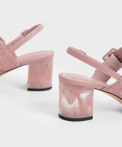 CHARLES & KEITH(チャールズ & キース)の「セフェ リサイクルナイロングロメットスリングバックパンプス / Sepphe Recycled Nylon Grommet Slingback Pumps(パンプス・レディース・ブラック/ピンク・22.5cm/23cm/23.5cm/24.5cm/25cm/25.5cm/22cm)」の9枚目の写真