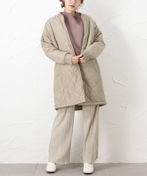 NAVY | miliCo 撥水加工 裏ボア キルトロングブルゾン ミリタリーコート(ブルゾン)