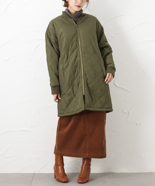 NAVY（ネイビー）の「miliCo ミリコ 裏ボア キルトロングブルゾン ミリタリーコート（ブルゾン・レディース・ブラック/ベージュ/ブラウン/カーキ・フリー）」の7枚目の写真