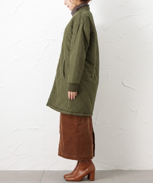 NAVY（ネイビー）の「miliCo ミリコ 裏ボア キルトロングブルゾン ミリタリーコート（ブルゾン・レディース・ブラック/ベージュ/ブラウン/カーキ・フリー）」の8枚目の写真