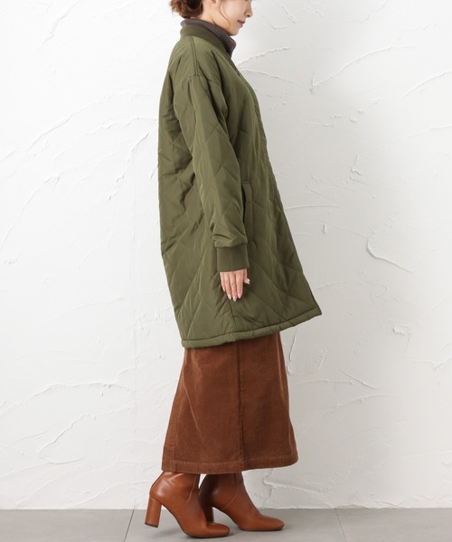 NAVY（ネイビー）の「miliCo ミリコ 裏ボア キルトロングブルゾン ミリタリーコート（ブルゾン・レディース・ブラック/ベージュ/ブラウン/カーキ・フリー）」の9枚目の写真