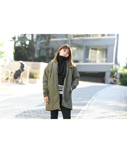 NAVY（ネイビー）の「miliCo ミリコ 裏ボア キルトロングブルゾン ミリタリーコート（ブルゾン・レディース・ブラック/ベージュ/ブラウン/カーキ・フリー）」の22枚目の写真