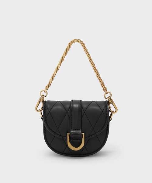 CHARLES & KEITH(チャールズ & キース)の「マイクロガビーヌ サドルバッグ / Micro Gabine Saddle Bag(ショルダーバッグ・レディース・ブラック/ブラック系その他2/レンガ/ブルー系その他4・XS)」の3枚目の写真