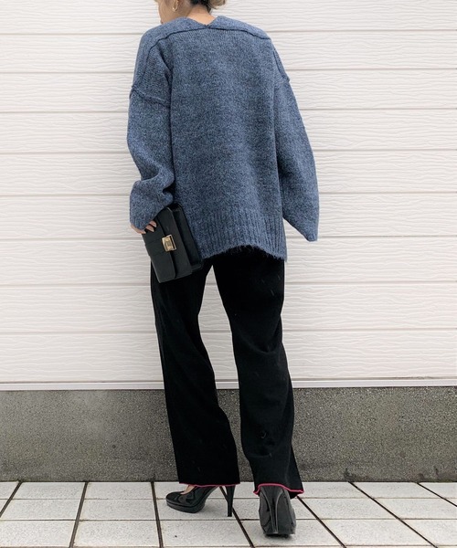 Q（キュー）の「セミワイドカットパンツ（その他パンツ・レディース・ベージュ/ブラック・MEDIUM）」の8枚目の写真