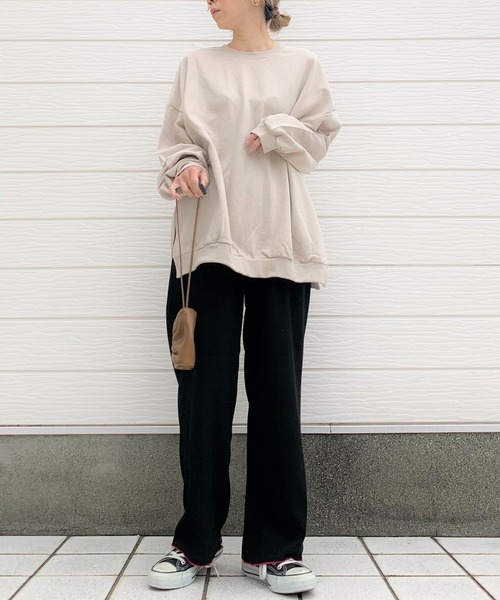 Q（キュー）の「セミワイドカットパンツ（その他パンツ・レディース・ベージュ/ブラック・MEDIUM）」の10枚目の写真