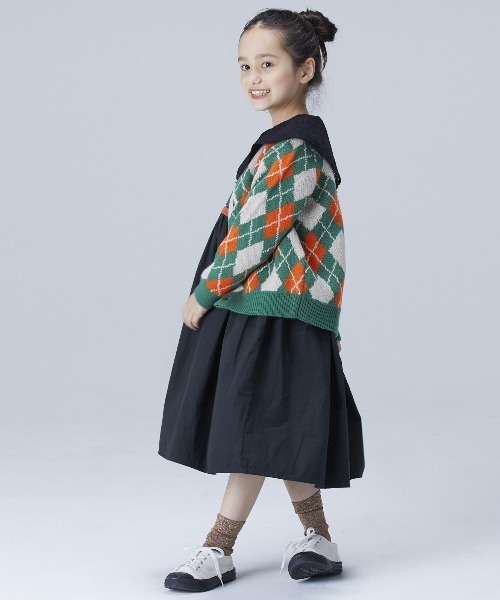 A BOND（アボンド）の「【おうちで洗えるニット】アーガイルカーディガン（キッズ/XS～LL・オトナ/160cm)（カーディガン/ボレロ・キッズ・ネイビー/カーキ・LL/S/M/L/160cm/XS）」の11枚目の写真