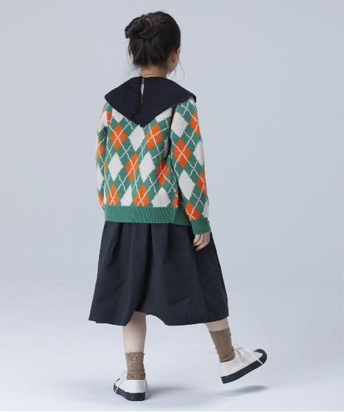 A BOND（アボンド）の「【おうちで洗えるニット】アーガイルカーディガン（キッズ/XS～LL・オトナ/160cm)（カーディガン/ボレロ・キッズ・ネイビー/カーキ・LL/S/M/L/160cm/XS）」の13枚目の写真