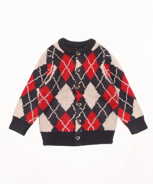 A BOND（アボンド）の「【おうちで洗えるニット】アーガイルカーディガン（キッズ/XS～LL・オトナ/160cm)（カーディガン/ボレロ・キッズ・ネイビー/カーキ・LL/S/M/L/160cm/XS）」の4枚目の写真