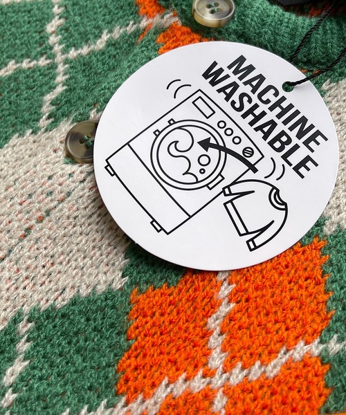 A BOND（アボンド）の「【おうちで洗えるニット】アーガイルカーディガン（キッズ/XS～LL・オトナ/160cm)（カーディガン/ボレロ・キッズ・ネイビー/カーキ・LL/S/M/L/160cm/XS）」の3枚目の写真