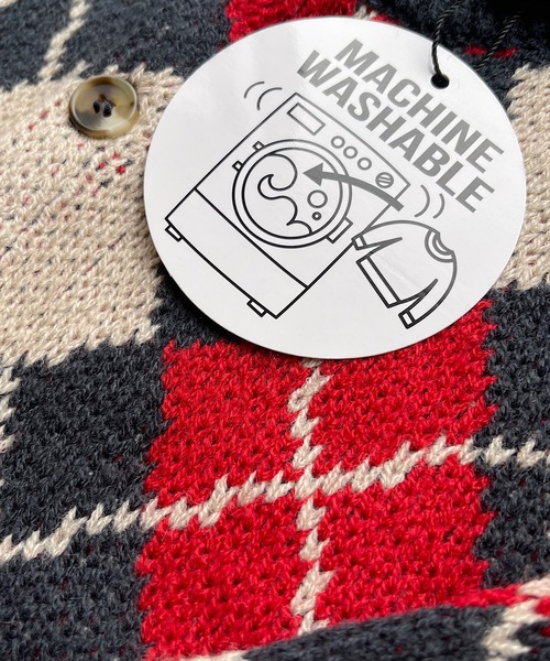 A BOND（アボンド）の「【おうちで洗えるニット】アーガイルカーディガン（キッズ/XS～LL・オトナ/160cm)（カーディガン/ボレロ・キッズ・ネイビー/カーキ・LL/S/M/L/160cm/XS）」の12枚目の写真