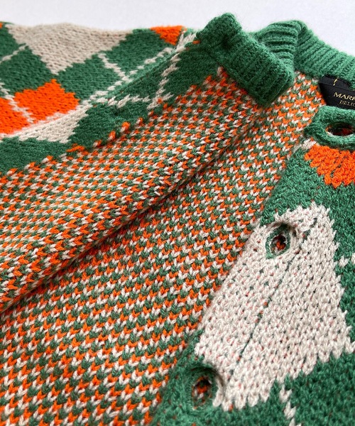 A BOND（アボンド）の「【おうちで洗えるニット】アーガイルカーディガン（キッズ/XS～LL・オトナ/160cm)（カーディガン/ボレロ・キッズ・ネイビー/カーキ・LL/S/M/L/160cm/XS）」の16枚目の写真