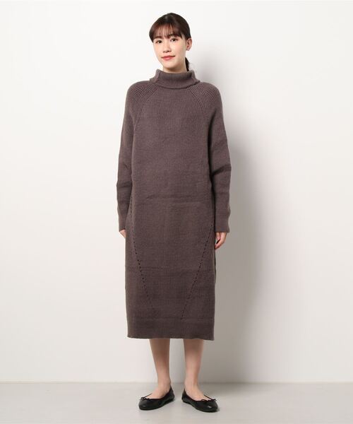 ハイネックボリューム袖オーバーニットワンピース（ワンピース）｜aimoha（アイモハ）