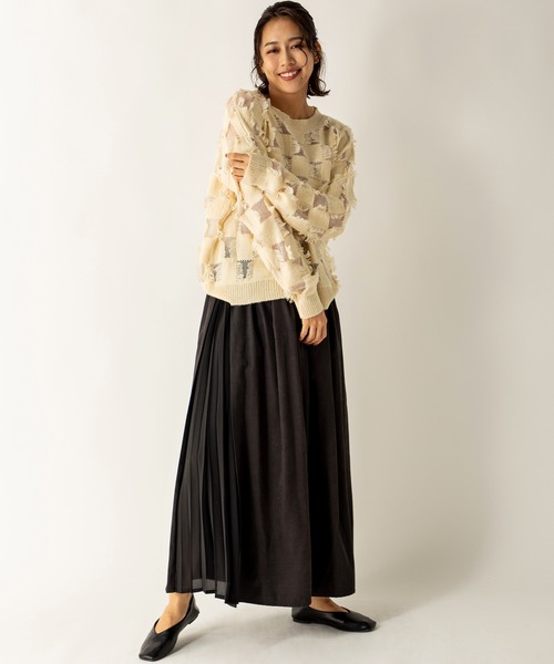 MILLION CARATS（ミリオンカラッツ）の「シアーブロッキングニット（ニット/セーター・レディース・グレー/アイボリー/キャメル・FREE）」の4枚目の写真