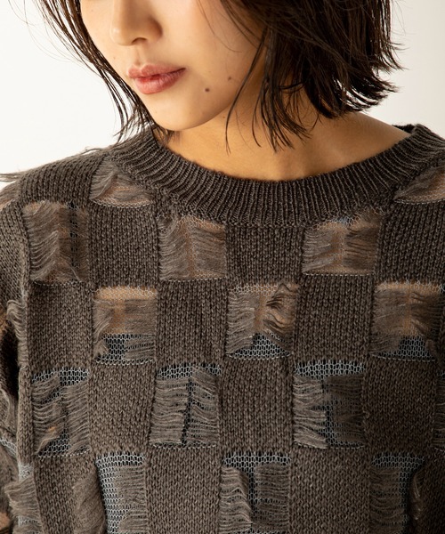 MILLION CARATS（ミリオンカラッツ）の「シアーブロッキングニット（ニット/セーター・レディース・グレー/アイボリー/キャメル・FREE）」の20枚目の写真