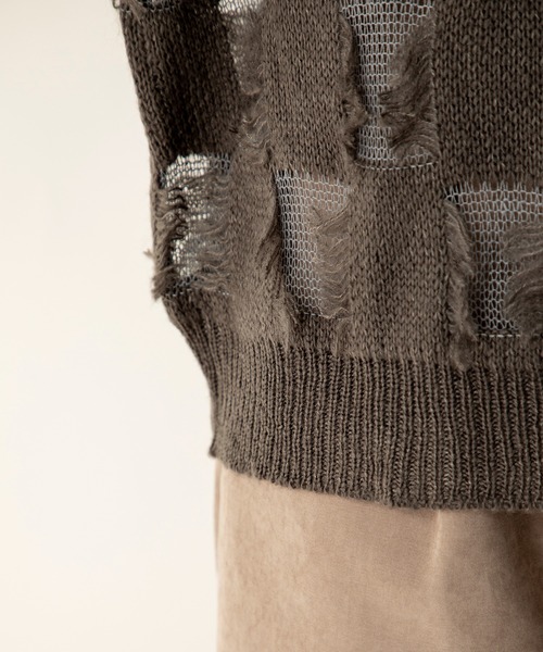 MILLION CARATS（ミリオンカラッツ）の「シアーブロッキングニット（ニット/セーター・レディース・グレー/アイボリー/キャメル・FREE）」の5枚目の写真