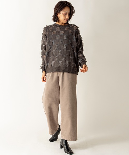 MILLION CARATS（ミリオンカラッツ）の「シアーブロッキングニット（ニット/セーター・レディース・グレー/アイボリー/キャメル・FREE）」の13枚目の写真