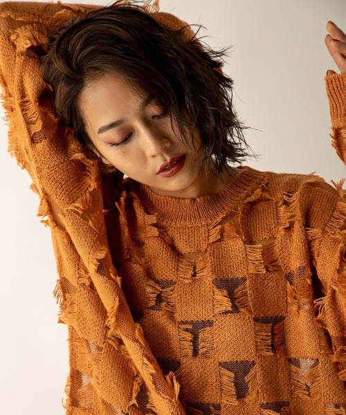 MILLION CARATS（ミリオンカラッツ）の「シアーブロッキングニット（ニット/セーター・レディース・グレー/アイボリー/キャメル・FREE）」の21枚目の写真