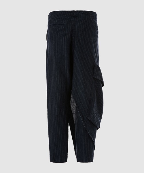GREG LAUREN（グレッグローレン）の「INDIGO PINSTRIPE LINEN WRAP PANT（その他パンツ・メンズ・ブルー・1/2）」の2枚目の写真