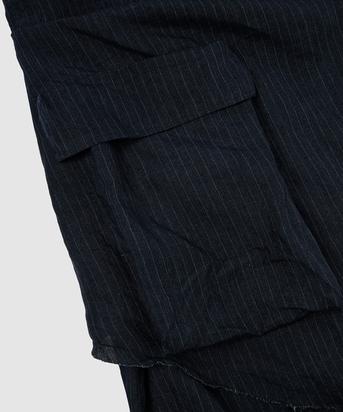 GREG LAUREN（グレッグローレン）の「INDIGO PINSTRIPE LINEN WRAP PANT（その他パンツ・メンズ・ブルー・1/2）」の5枚目の写真