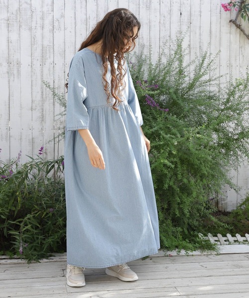 niko and...（ニコアンド）の「[niko and ...JEANS 2022SS]前後切り替えワンピース（ワンピース・レディース・ブルー・FREE）」の15枚目の写真