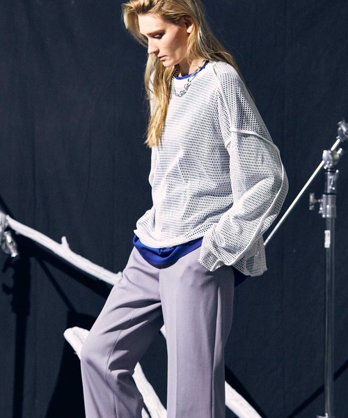 MAISON SPECIAL（メゾンスペシャル）の「《ユニセックスアイテム》メッシュプライムオーバークルーネックロングスリーブTシャツ【MAISON SPECIAL/メゾンスペシャル】（Tシャツ/カットソー・メンズ・ブラック/オフホワイト/グリーン・1/2）」の8枚目の写真