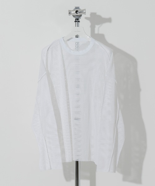 MAISON SPECIAL（メゾンスペシャル）の「《ユニセックスアイテム》メッシュプライムオーバークルーネックロングスリーブTシャツ【MAISON SPECIAL/メゾンスペシャル】（Tシャツ/カットソー・メンズ・ブラック/オフホワイト/グリーン・1/2）」の10枚目の写真