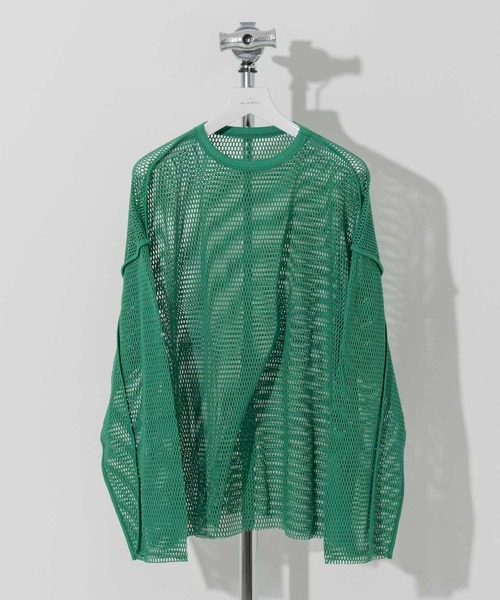 MAISON SPECIAL（メゾンスペシャル）の「《ユニセックスアイテム》メッシュプライムオーバークルーネックロングスリーブTシャツ【MAISON SPECIAL/メゾンスペシャル】（Tシャツ/カットソー・メンズ・ブラック/オフホワイト/グリーン・1/2）」の11枚目の写真