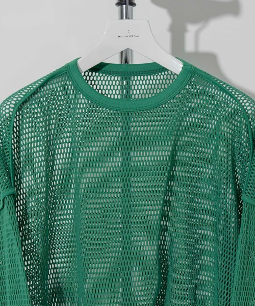 MAISON SPECIAL（メゾンスペシャル）の「《ユニセックスアイテム》メッシュプライムオーバークルーネックロングスリーブTシャツ【MAISON SPECIAL/メゾンスペシャル】（Tシャツ/カットソー・メンズ・ブラック/オフホワイト/グリーン・1/2）」の12枚目の写真