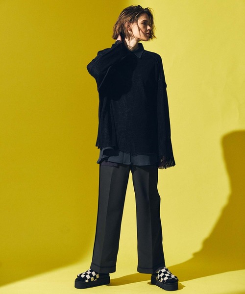 MAISON SPECIAL（メゾンスペシャル）の「《ユニセックスアイテム》メッシュプライムオーバークルーネックロングスリーブTシャツ【MAISON SPECIAL/メゾンスペシャル】（Tシャツ/カットソー・メンズ・ブラック/オフホワイト/グリーン・1/2）」の15枚目の写真