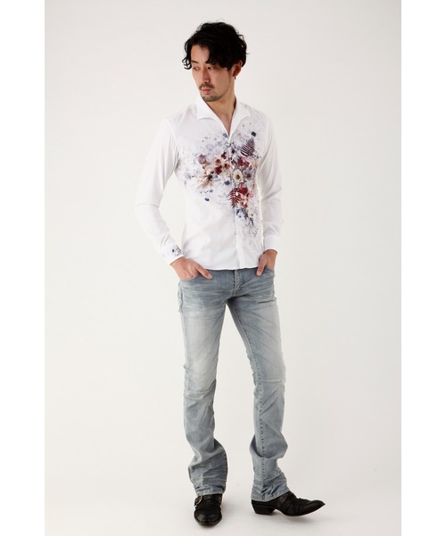 TORNADO MART（トルネードマート）の「TORNADO MART∴パーシャルカラードフラワープリントシャツ（シャツ/ブラウス・メンズ・レッド/ブルー・MEDIUM/LL/LARGE）」の3枚目の写真