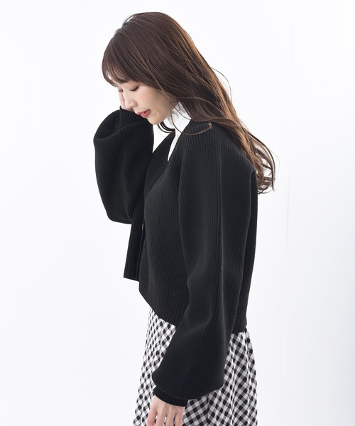 rps（アールピーエス）の「ポリエステルニットショートカーディガン（カーディガン/ボレロ・レディース・ブラック/オフホワイト/グリーン系その他/グリーン・M/フリー）」の15枚目の写真