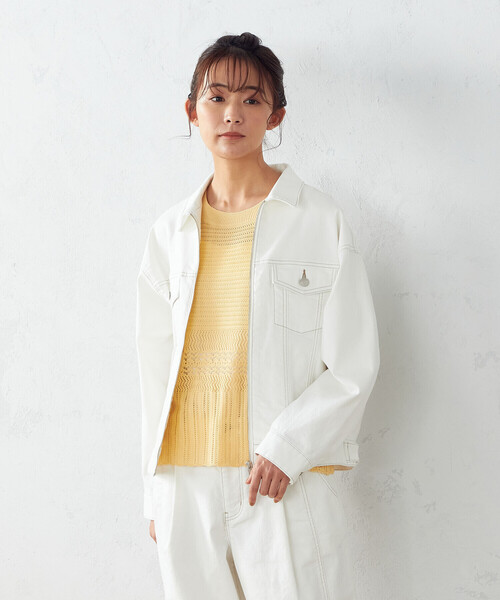 COMME CA ISM(コムサイズム)の「【サスティナブル】 リサイクルデニム Gジャン(デニムジャケット・レディース・ホワイト/インディゴブルー・MEDIUM/LARGE)」の6枚目の写真