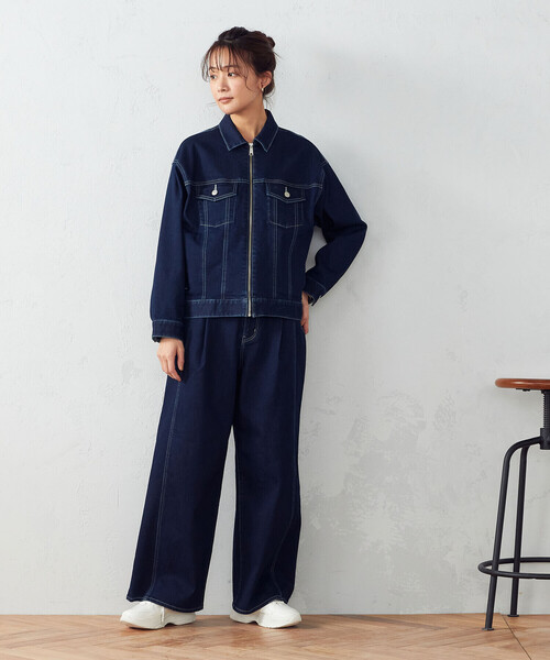 COMME CA ISM(コムサイズム)の「【サスティナブル】 リサイクルデニム Gジャン(デニムジャケット・レディース・ホワイト/インディゴブルー・MEDIUM/LARGE)」の14枚目の写真