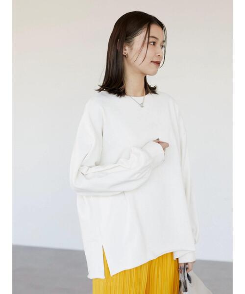 Green Parks(グリーンパークス)の「・novem9 製品洗いウラケプルオーバー(Tシャツ/カットソー・レディース・チャコールグレー/オフホワイト/イエロー/グリーン・FREE)」の8枚目の写真
