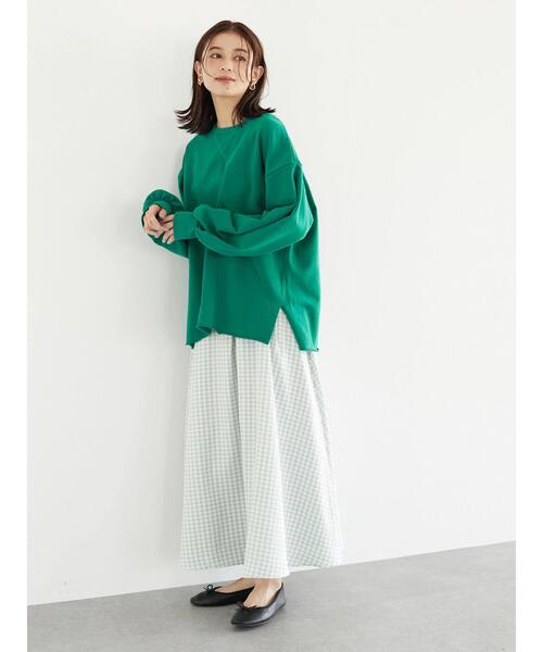 Green Parks(グリーンパークス)の「・novem9 製品洗いウラケプルオーバー(Tシャツ/カットソー・レディース・チャコールグレー/オフホワイト/イエロー/グリーン・FREE)」の13枚目の写真