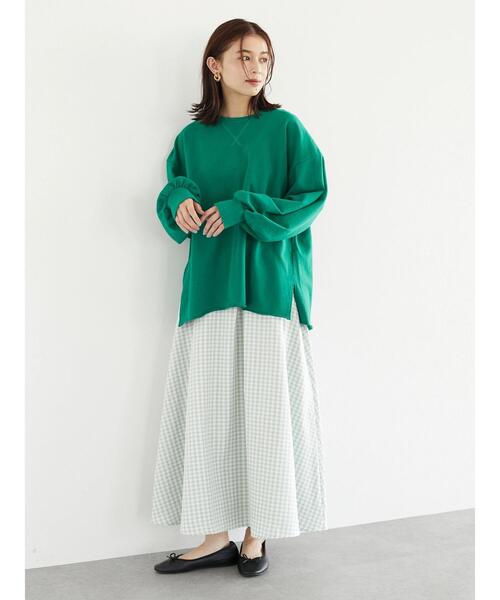 Green Parks(グリーンパークス)の「・novem9 製品洗いウラケプルオーバー(Tシャツ/カットソー・レディース・チャコールグレー/オフホワイト/イエロー/グリーン・FREE)」の14枚目の写真