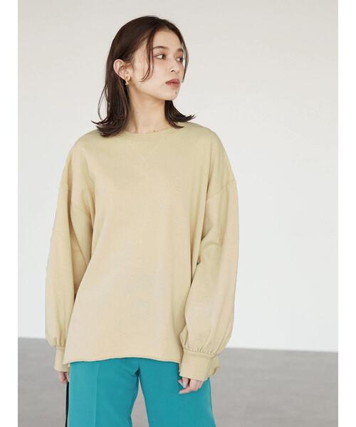 Green Parks(グリーンパークス)の「・novem9 製品洗いウラケプルオーバー(Tシャツ/カットソー・レディース・チャコールグレー/オフホワイト/イエロー/グリーン・FREE)」の18枚目の写真