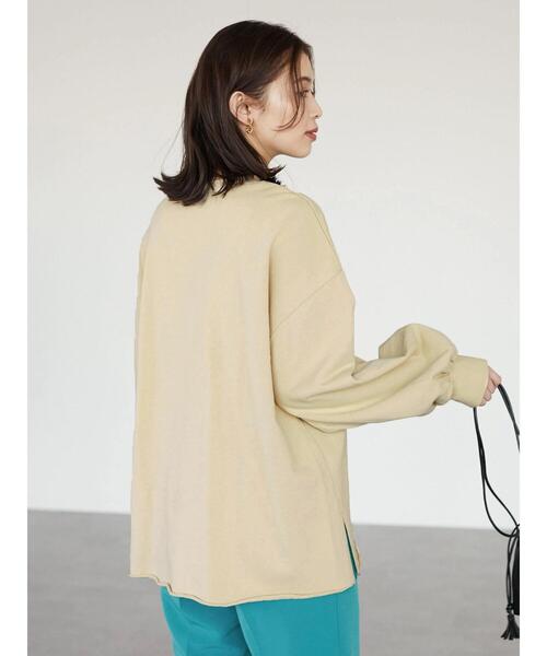 Green Parks(グリーンパークス)の「・novem9 製品洗いウラケプルオーバー(Tシャツ/カットソー・レディース・チャコールグレー/オフホワイト/イエロー/グリーン・FREE)」の19枚目の写真