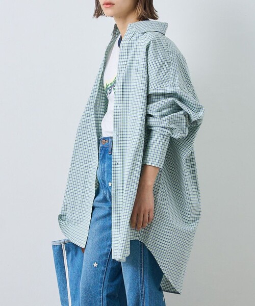 FREAK'S STORE（フリークスストア）の「カラーチェックビッグシャツ（シャツ/ブラウス・レディース・オフホワイト/オレンジ/グリーン・ﾌﾘ-）」の4枚目の写真