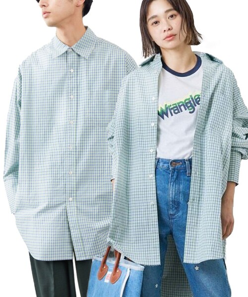 FREAK'S STORE（フリークスストア）の「カラーチェックビッグシャツ（シャツ/ブラウス・レディース・オフホワイト/オレンジ/グリーン・ﾌﾘ-）」の10枚目の写真