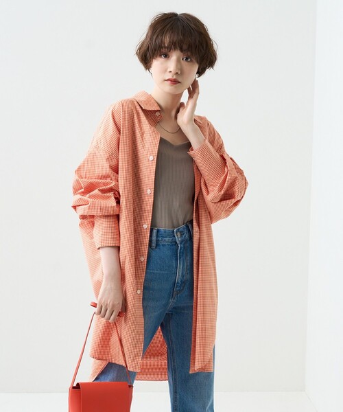 FREAK'S STORE（フリークスストア）の「カラーチェックビッグシャツ（シャツ/ブラウス・レディース・オフホワイト/オレンジ/グリーン・ﾌﾘ-）」の15枚目の写真