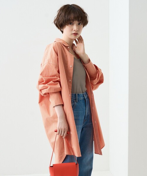 FREAK'S STORE（フリークスストア）の「カラーチェックビッグシャツ（シャツ/ブラウス・レディース・オフホワイト/オレンジ/グリーン・ﾌﾘ-）」の18枚目の写真