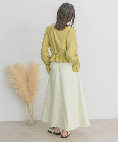 KBF(ケイビーエフ)の「ツイルフレアロングスカート(スカート・レディース・チャコールグレー/ライトカーキ/イエロー系その他・ONE)」の12枚目の写真